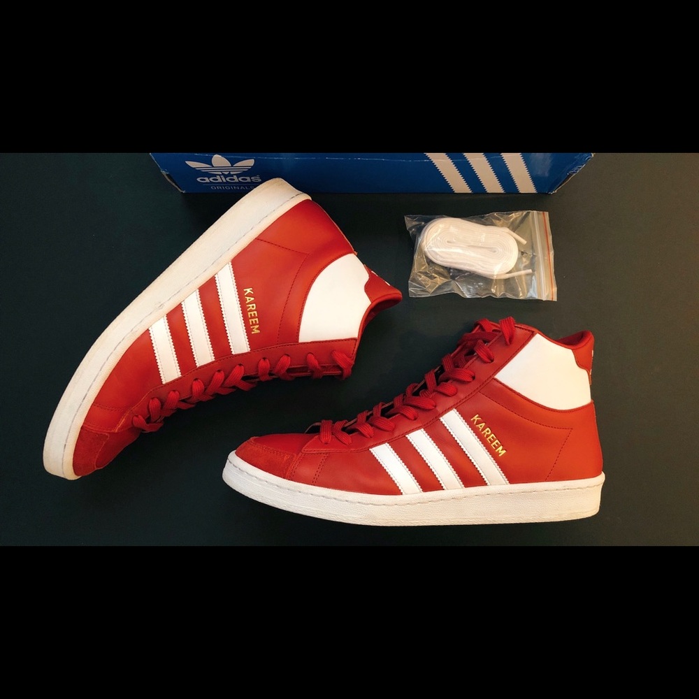 Kareem Abdul Jabbar Hi Tops, Red, Size 10.5 (rare)